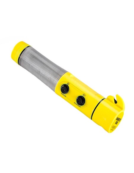 Martello di Emergenza Auto 5 In 1 Rompivetro Tagliacintura Torcia Led Luce Emergenza Lampeggiante Base Magnetico