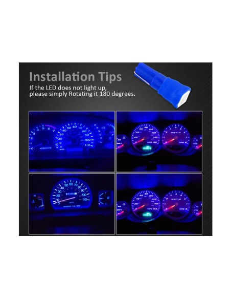 10 Lampadine Led T5 12V W1,2W Colore Blu Con 1 Smd 5050 Luci Cruscotto Auto e Moto
