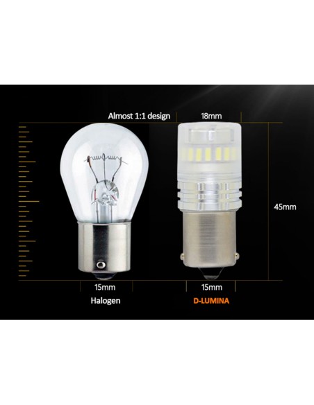 Lampada Led 1156 BA15S P21W Canbus Bianco 12V No Polarita IP67 Illuminazione 360 Gradi