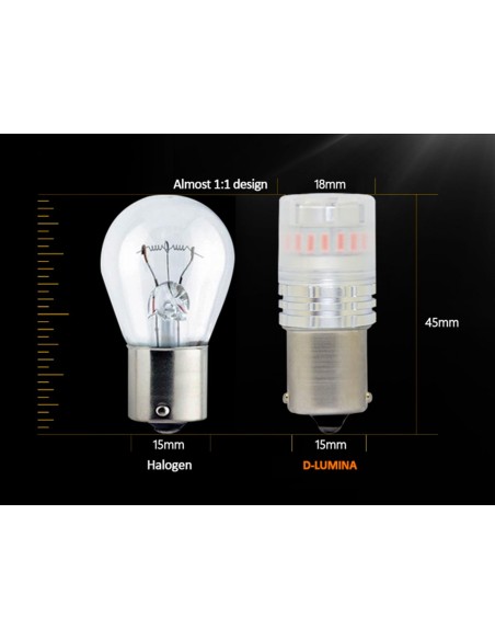 Lampada Led 1156 BA15S P21W Canbus Rosso 12V No Polarita IP67 Illuminazione 360 Gradi