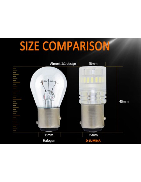 Lampada Led 1157 BAY15D P21/5W Canbus Bianco 12V No Errore IP67 Illuminazione 360 Gradi