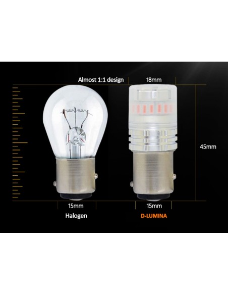 Lampada Led 1157 BAY15D P21/5W Canbus Rosso 12V No Errore IP67 Illuminazione 360 Gradi
