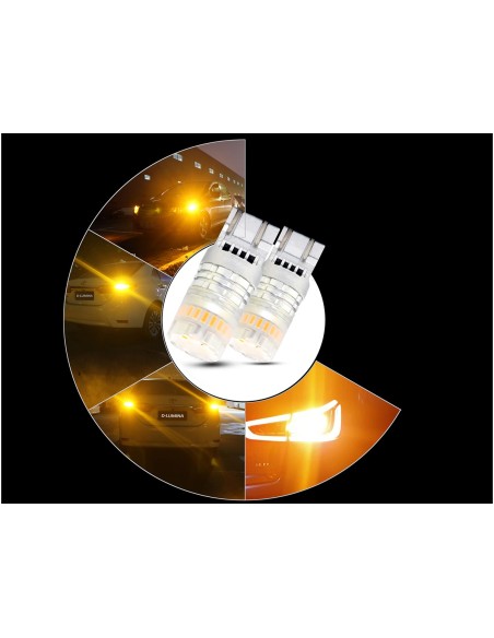 Lampada Led T20 7443 7440 Canbus Arancione Ambra 12V No Polarita IP67 Illuminazione 360 Gradi