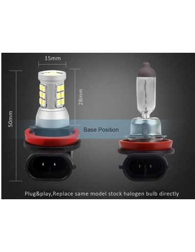 Lampada led H8 H11 H9 12V 24V 8W IP67 360 Gradi
