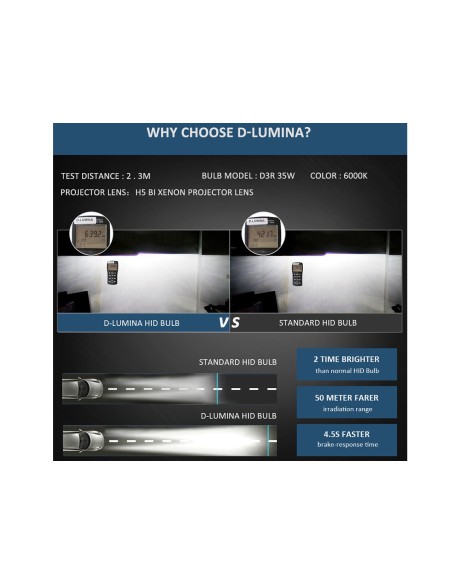 Coppia Lampada Hid Xenon D3R 6000K Attacco Metallo