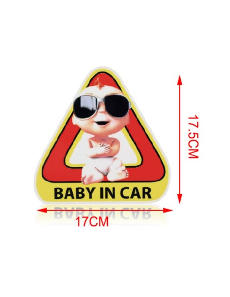 Adesivo Baby In Car Forma Triangolo Misura 17,5X17cm Adesivo Per Bambini In Auto