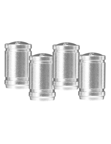 4 Tappi Valvola Pneumatici Auto Antipolvere Colore Argento