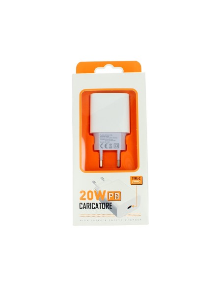 Caricatore USB C 20W Bianco Caricabatterie PD Ricarica Ultra Rapida 5V 3A 9V 2A 12V 1,5A