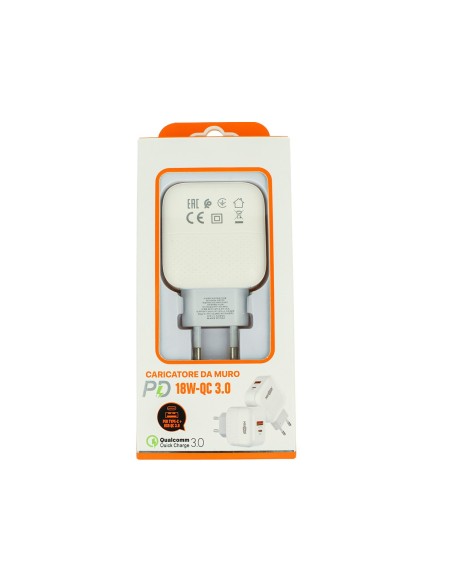 Caricatore USB C PD USB-A QC3.0 18W Caricabatterie 2 In 1 Ricarica Veloce 5V 3A 9V 2A 12V 1,5A