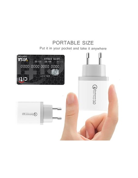 Caricatore 3 Porte USB QC3.0 USB-A 5V 2,1A Ricarica Veloce