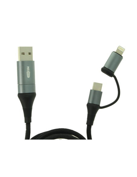 Cavo USB 4 In 1 USB-A USB-C Lightning Nylon Intrecciato 1 Metro Ricarica Veloce Massimo 60W