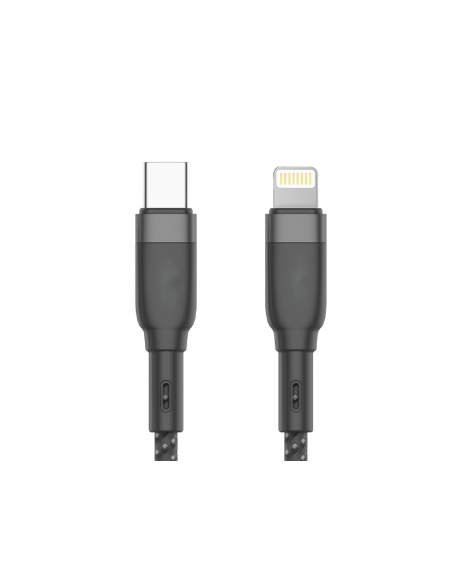 Cavo USB C PD Lightning Ricarica Veloce 3,5A Nero 1 Metro Nylon Intrecciato