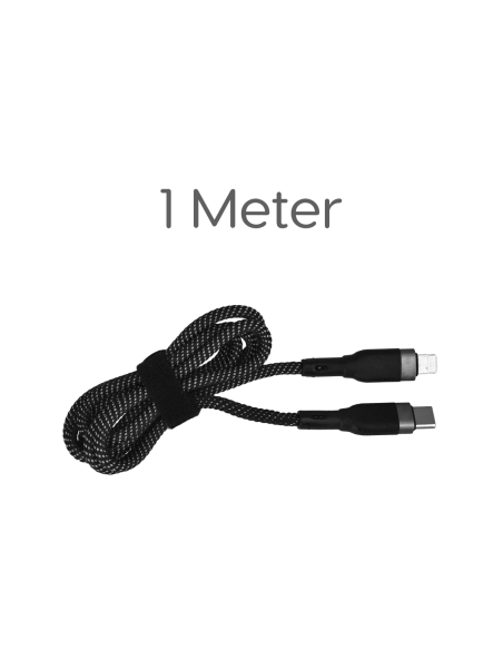 Cavo USB C PD Lightning Ricarica Veloce 3,5A Nero 1 Metro Nylon Intrecciato