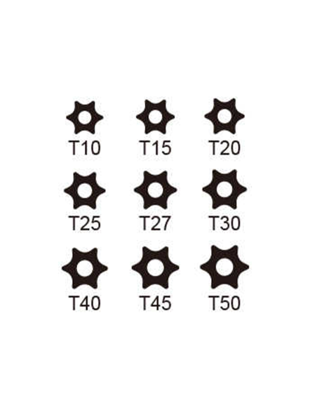 9 Chiavi Torx a Brugola T10-T50 Taglio Grande Lunghezza Da 88mm Fino 222mm