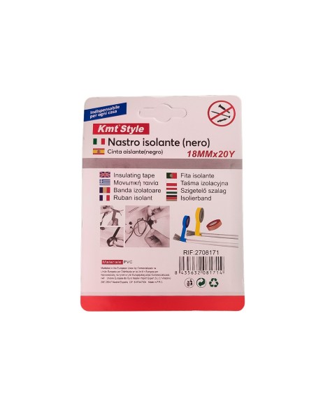 Nastro Isolante Elettrico in PVC 18mm X 20m Nero