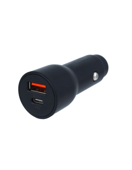 Caricatore Da Auto 2 Porte USB C PD USB-A QC3.0 Ricarica Rapido Massimo 18W Rotondo 29mm