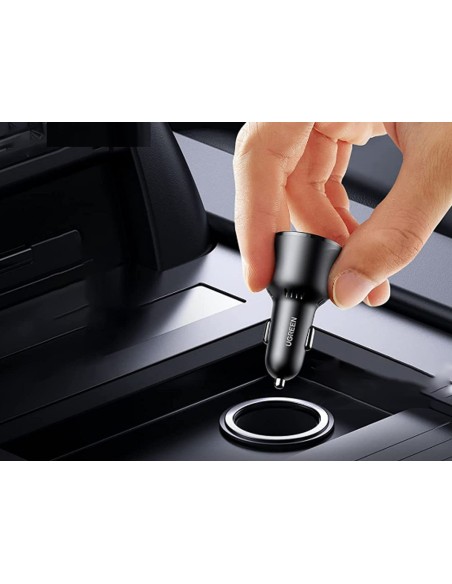Caricatore Da Auto 2 Porte USB C PD USB-A QC3.0 Ricarica Rapido Massimo 18W Rotondo 29mm