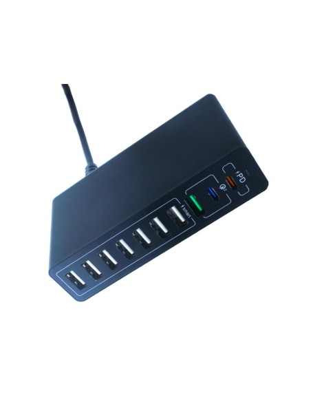 Alimentatore Caricabatterie USB da Muro 65W 2 USB Type C PD 1 USB QC3,0 7 USB Smart