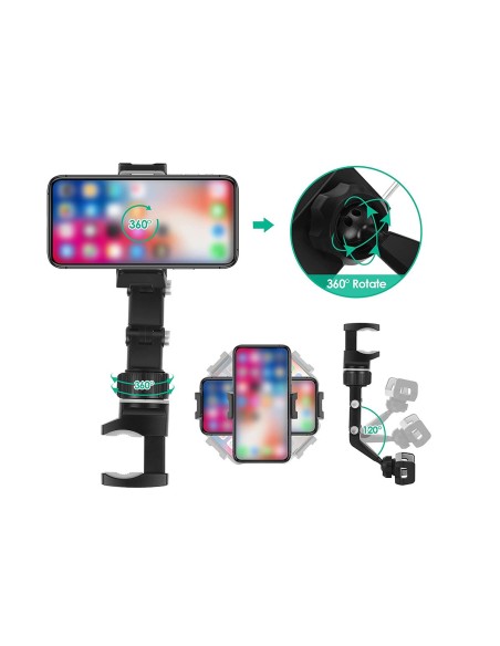 Porta Cellulare Specchietto Retrovisore da Auto Supporto Smartphone Mono Gancio