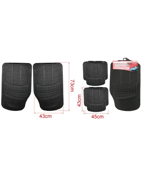 Kit Tappetini Auto In Gomma Universale Anteriori 73X43cm Posteriori 45X43cm
