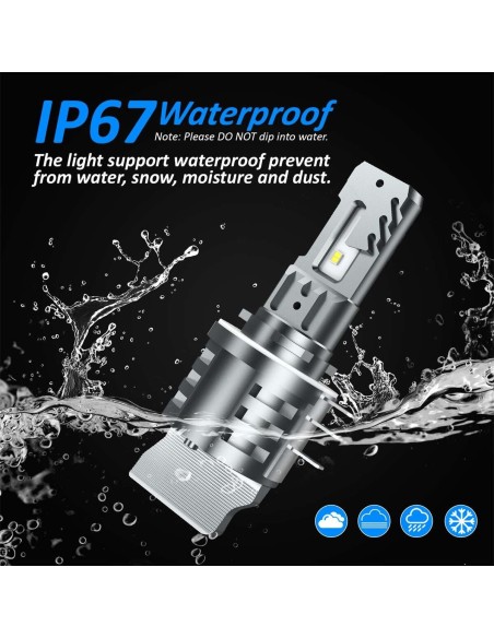 Kit Full Led Ultra Mini H15 130W 12V 24V 6000K 13000 Lumen IP67 100% Canbus Piu Luminoso