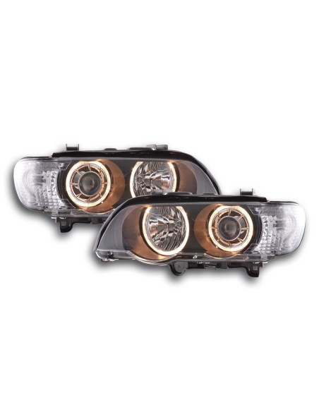 Faro Angel Eyes BMW X5 tipo E53 00-03 nero
