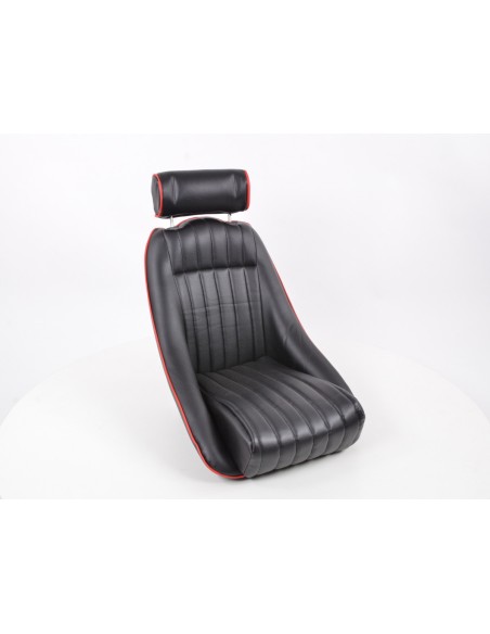FK Oldtimersitze Sedili avvolgenti per auto Set Classic 2 in pelle sintetica nera con poggiatesta