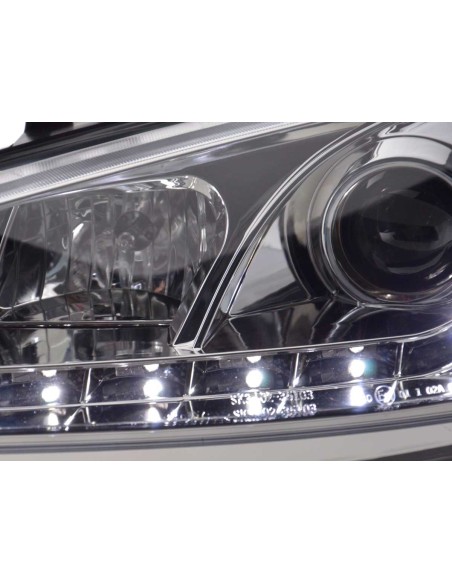 Faro Daylight LED DRL look Ford Fiesta tipo MK6 03-07 cromato