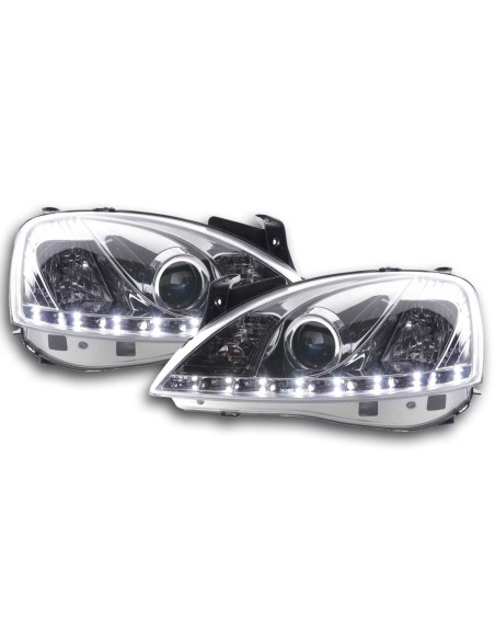 Faro Daylight LED DRL look Opel Corsa C 01-06 cromato