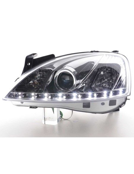 Faro Daylight LED DRL look Opel Corsa C 01-06 cromato