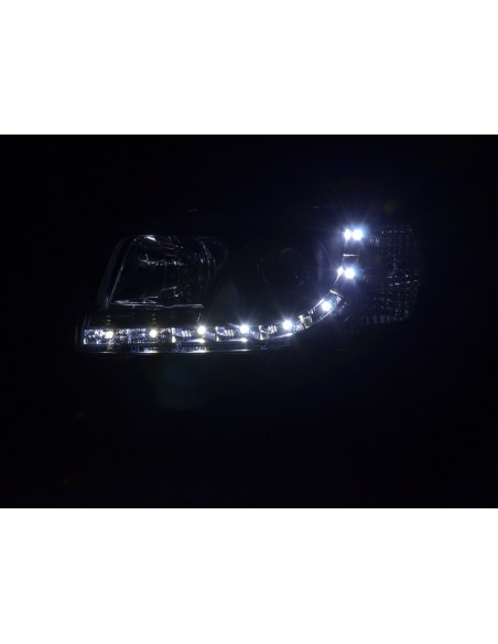 Faro Daylight LED DRL look VW bus tipo T4 96-03 nero per guida a destra