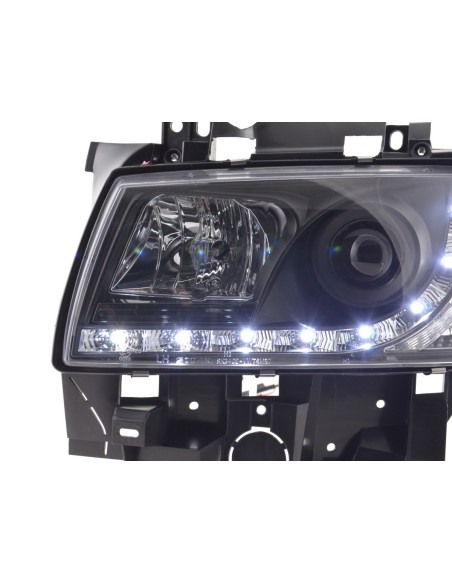 Faro Daylight LED DRL look VW bus tipo T4 96-03 nero per guida a destra