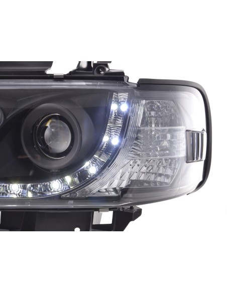 Faro Daylight LED DRL look VW bus tipo T4 96-03 nero per guida a destra