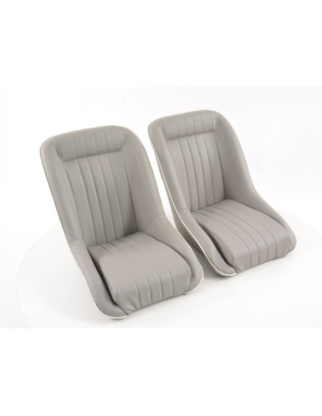 FK Oldtimersitze Sedili avvolgenti per auto in stile retrò grigio / bianco