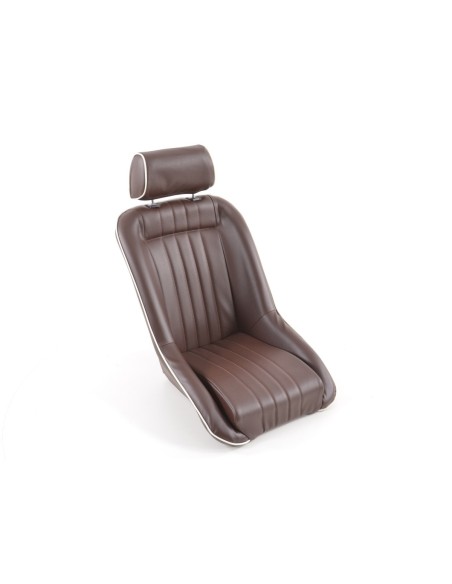 FK Oldtimersitze Sedili avvolgenti per auto in stile retrò, marrone scuro / bianco