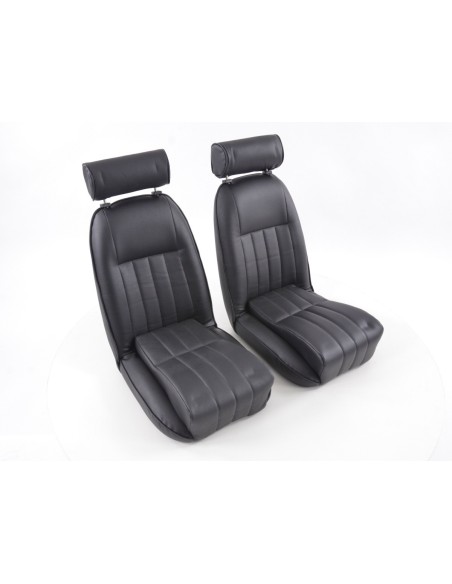 FK Oldtimersitze Sedili avvolgenti per auto Set Classic 4 neri con poggiatesta
