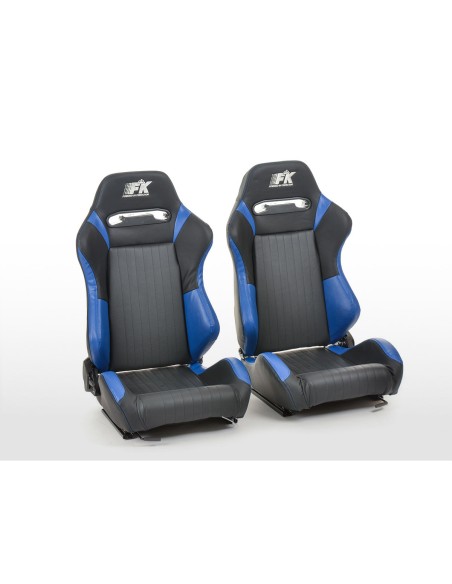 FK sedili sportivi set di sedili semiguscio per auto in finta pelle nera / blu di Francoforte