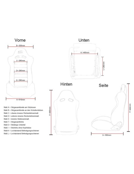 FK sedili sportivi set di sedili semiguscio per auto in finta pelle nera / blu di Francoforte
