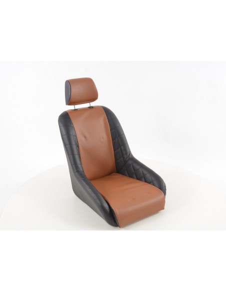 Sedili d'epoca FK sedili avvolgenti per auto in look retrò nero / marrone chiaro