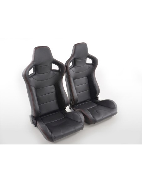 Sedili sportivi FK set di seggiolini auto in similpelle effetto carbonio nera
