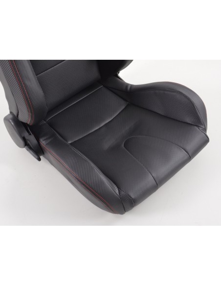 Sedili sportivi FK set di seggiolini auto in similpelle effetto carbonio nera