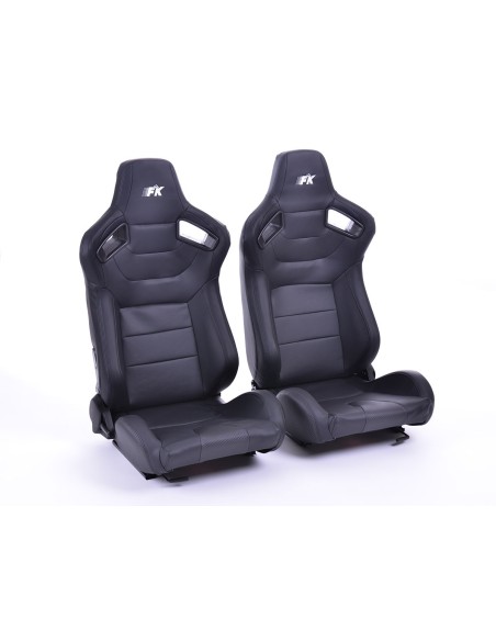 Sedili sportivi FK set di seggiolini auto a semiguscio in pelle sintetica Bremen, effetto carbonio nero