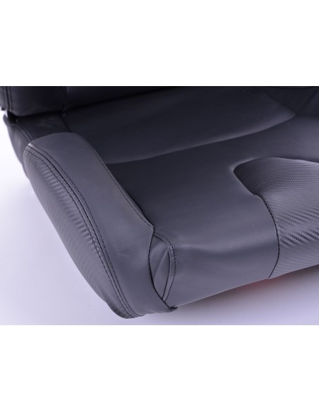 Sedili sportivi FK set di seggiolini auto a semiguscio in pelle sintetica Bremen, effetto carbonio nero