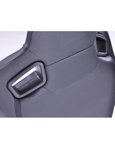 Sedili sportivi FK set di seggiolini auto a semiguscio in pelle sintetica Bremen, effetto carbonio nero