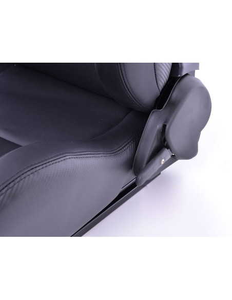 Sedili sportivi FK set di seggiolini auto a semiguscio in pelle sintetica Bremen, effetto carbonio nero