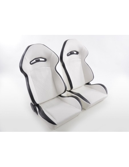 Sedili sportivi FK set sedili semigusci automatici in pelle sintetica con cuciture nere