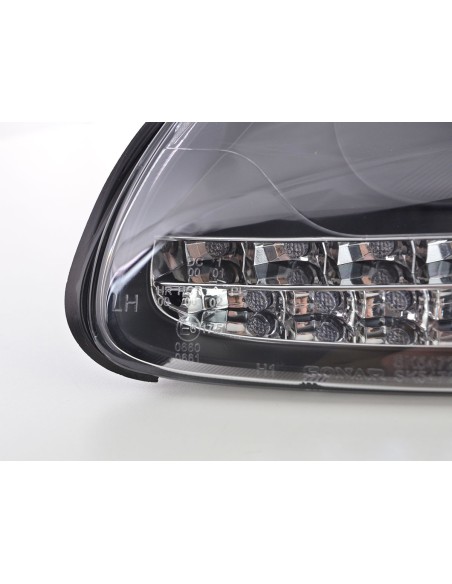 Set di fari Xenon Daylight LED DRL look Porsche Cayenne 03-07 nero