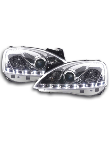 Faro Daylight LED DRL look Opel Corsa C 01-06 cromato
