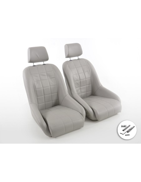 Seggiolini auto classici FK, set completo di sedili avvolgenti in stile retrò, grigio