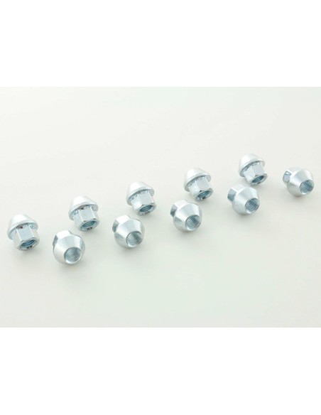 Set di dadi ruota (10 pezzi) Lunghezza 34 mm, collare conico M12x1,5 argento